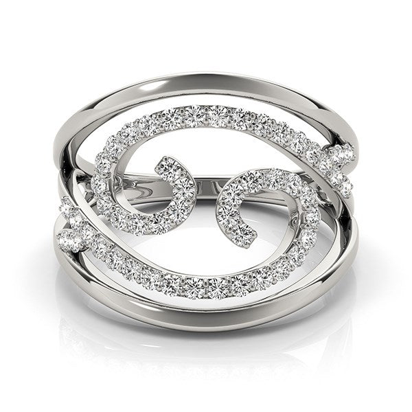 Swirl Design Diamond Ring in 14k White Gold (1/2 cttw) - Coolpeacock
