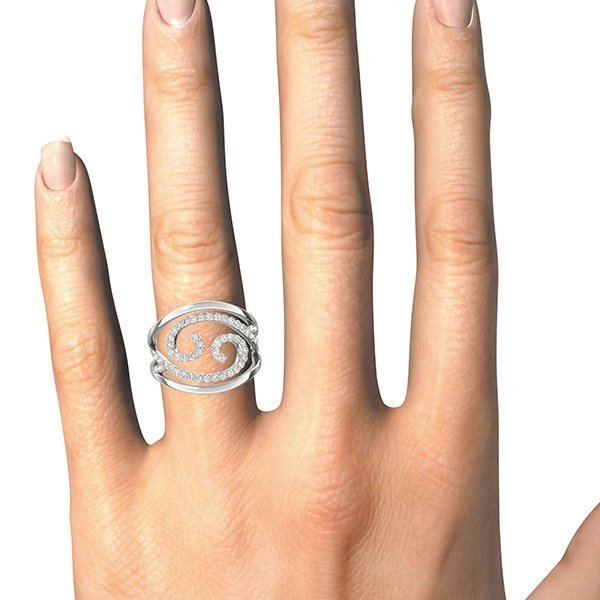 Swirl Design Diamond Ring in 14k White Gold (1/2 cttw) - Coolpeacock