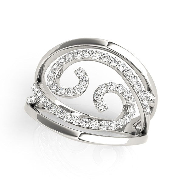Swirl Design Diamond Ring in 14k White Gold (1/2 cttw) - Coolpeacock