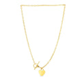 Toggle Necklace with Heart Charm in 14k Yellow Gold - Coolpeacock