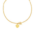 Toggle Necklace with Heart Charm in 14k Yellow Gold - Coolpeacock