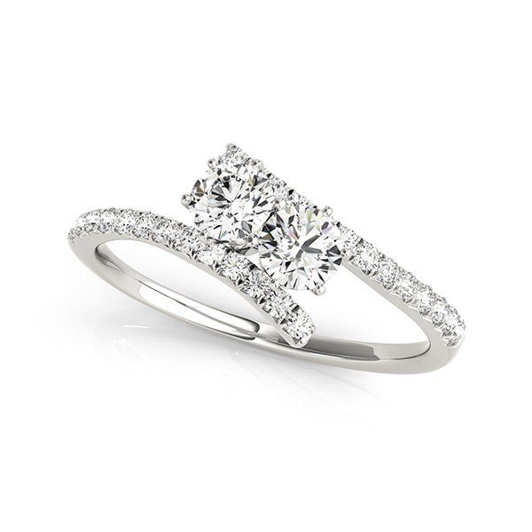 Two Stone Bypass Diamond Ring in 14k White Gold (3/4 cttw) - Coolpeacock
