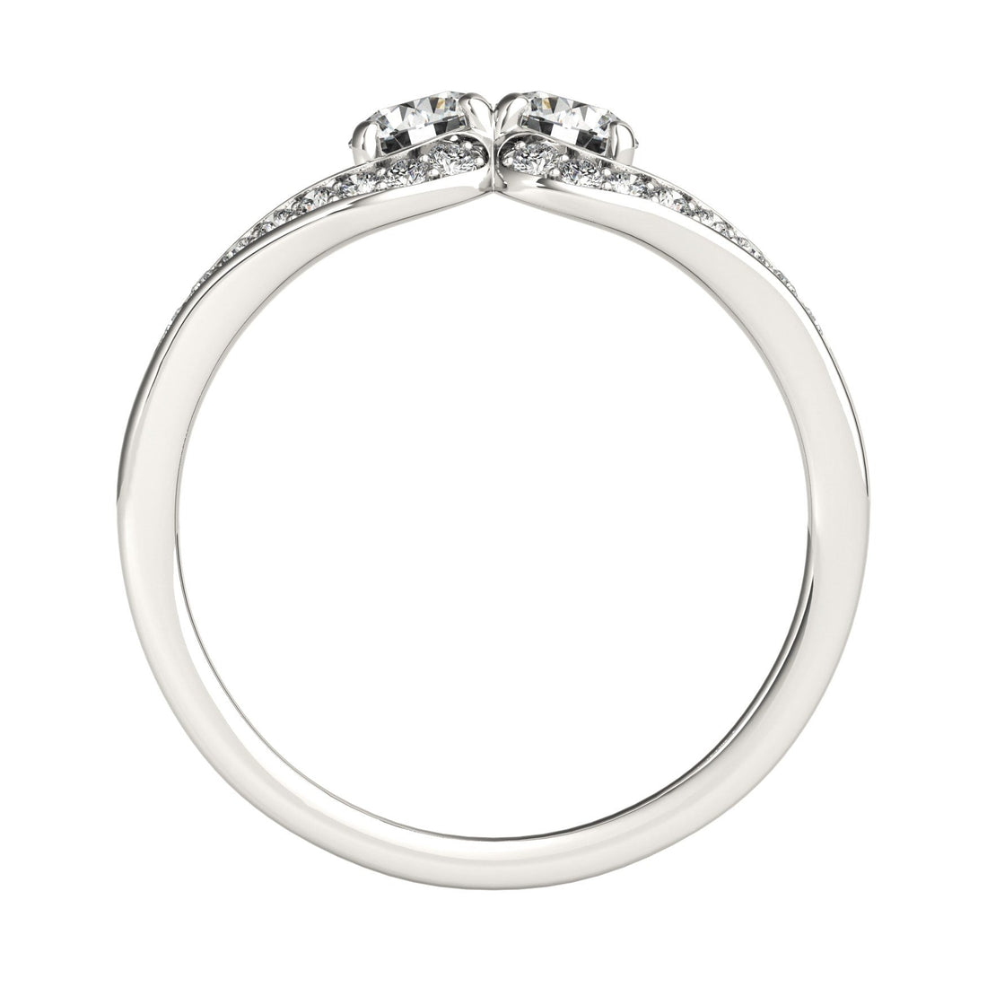 Two Stone Split Shank Design Diamond Ring in 14k White Gold (3/4 cttw) - Coolpeacock